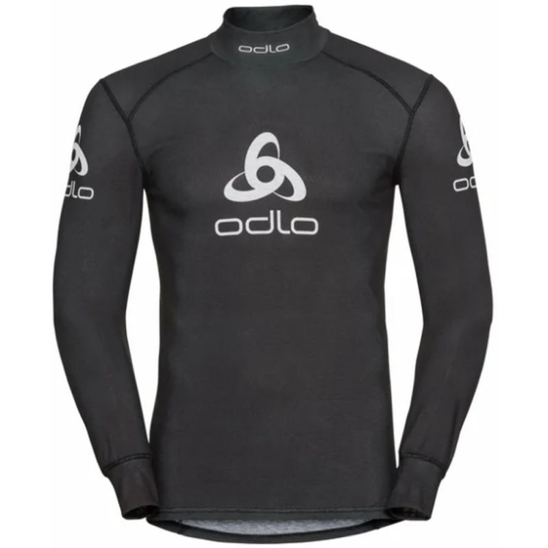 Col Roulé Zip Homme Odlo BL TOP TURTLE NECK L/S HALF ZIP BLACKCOM Bleu